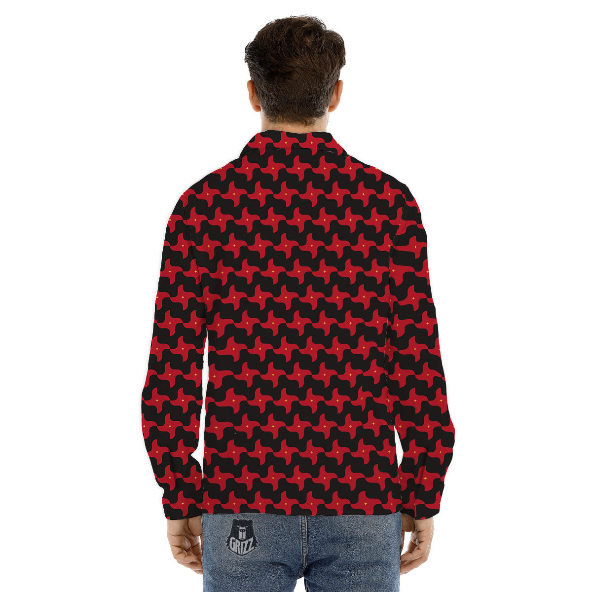 Shuriken Ninja Print Pattern Men's Dress Shirts-grizzshop