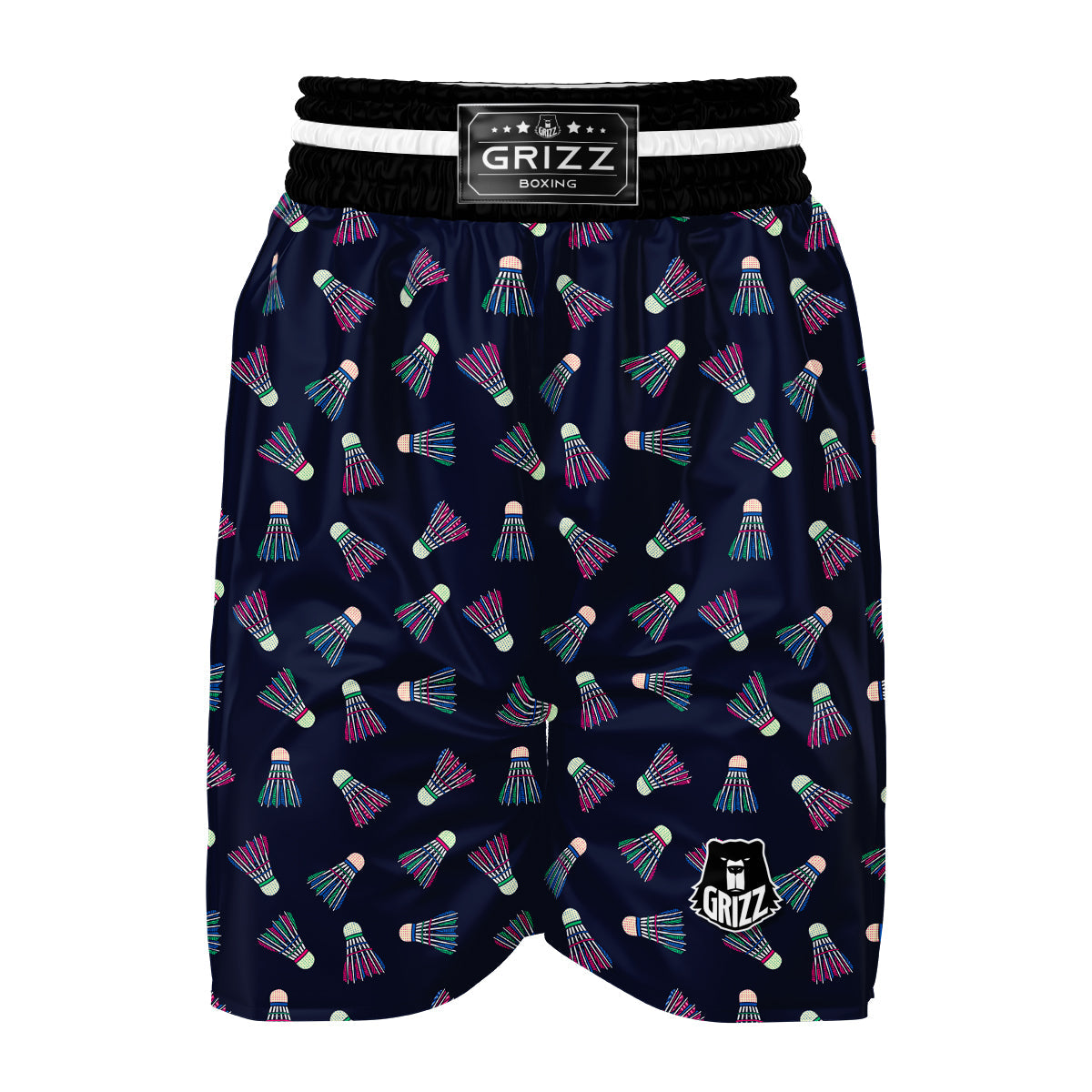 Shuttlecock Badminton Pattern Print Boxing Shorts-grizzshop