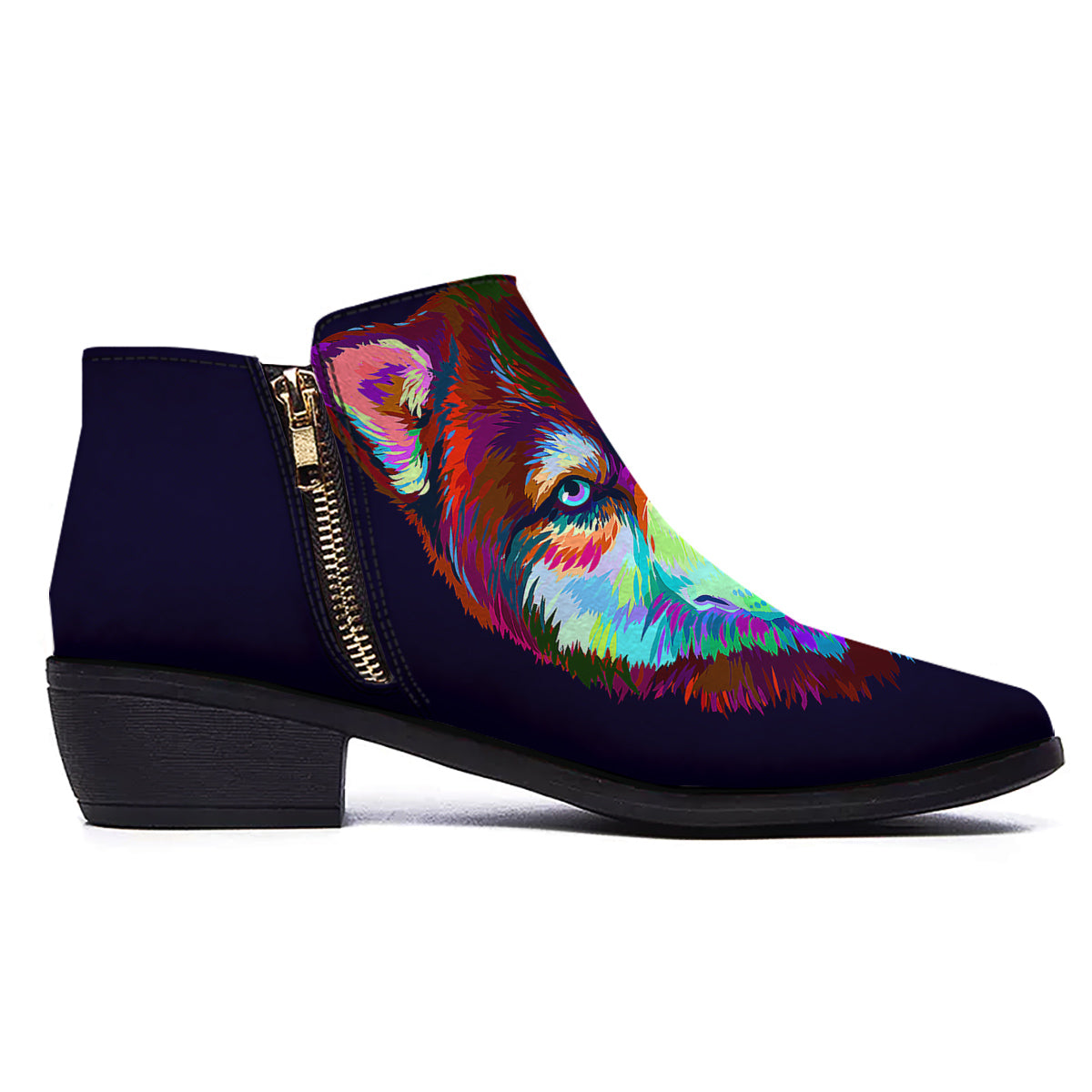 Siberian Husky Colorful Print Ankle Boots-grizzshop