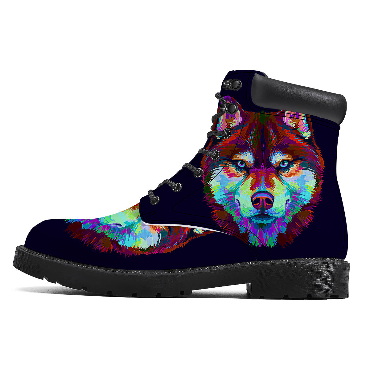 Siberian Husky Colorful Print Boots-grizzshop