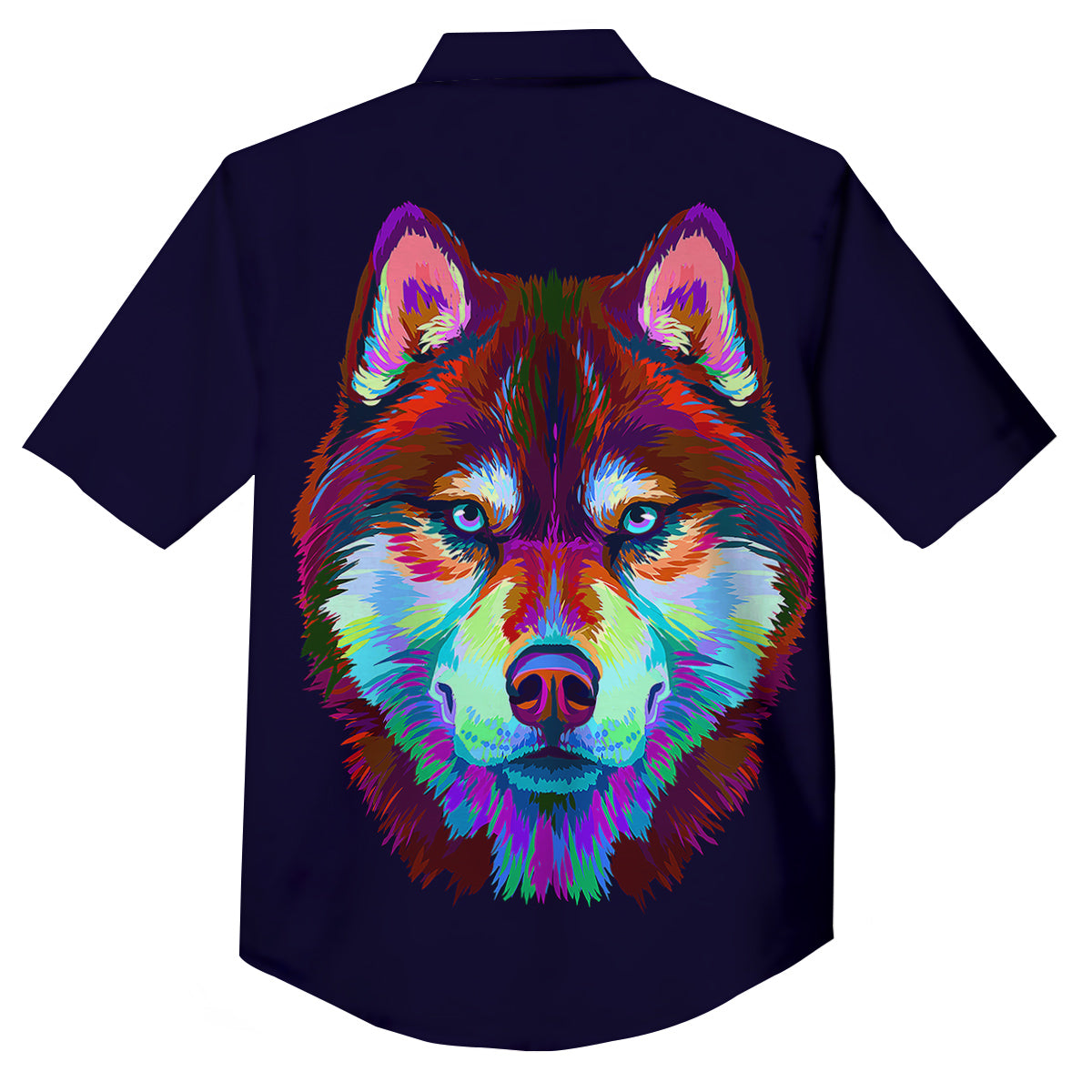 Siberian Husky Colorful Print Button Up Shirt-grizzshop