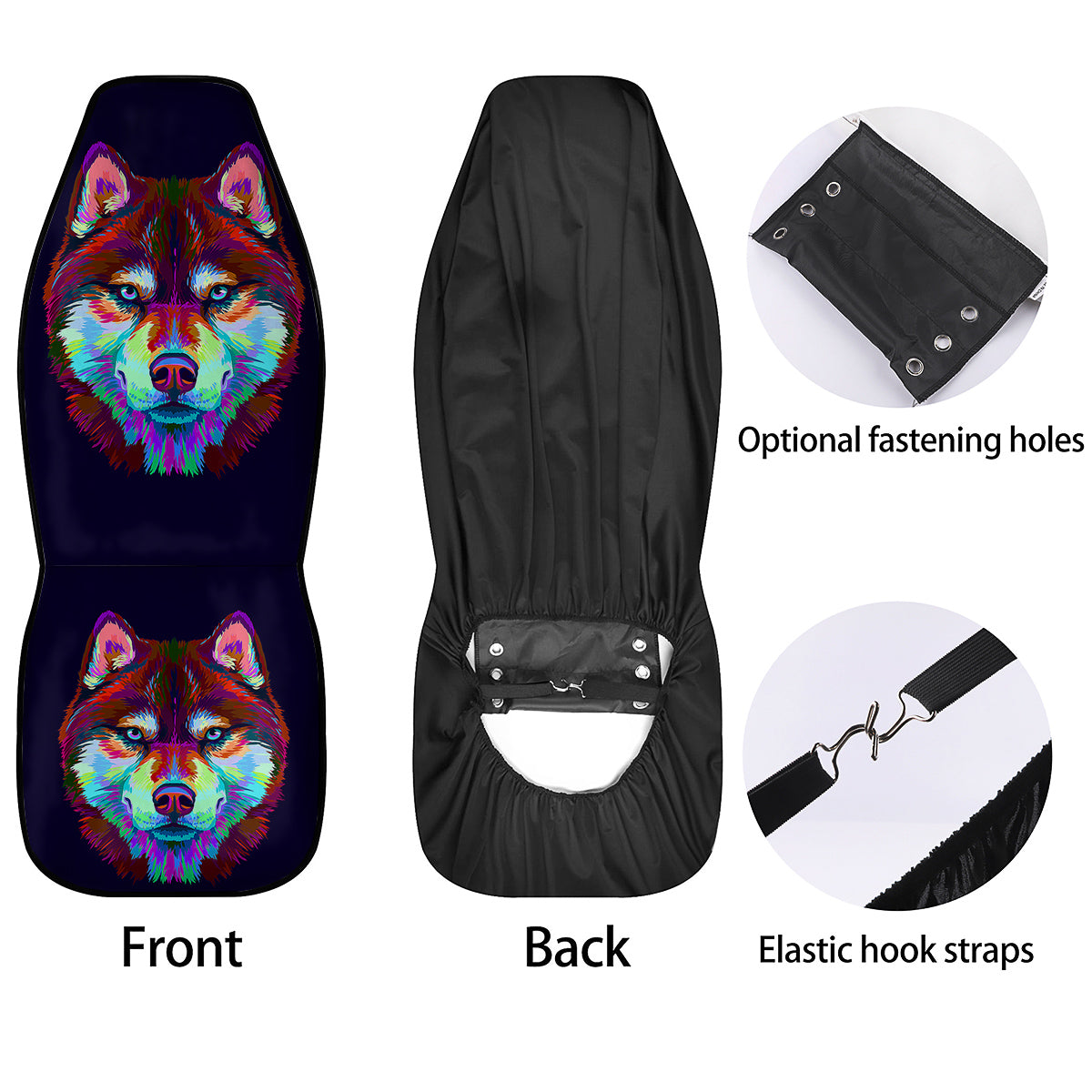 Siberian Husky Colorful Print Car Seat Covers-grizzshop