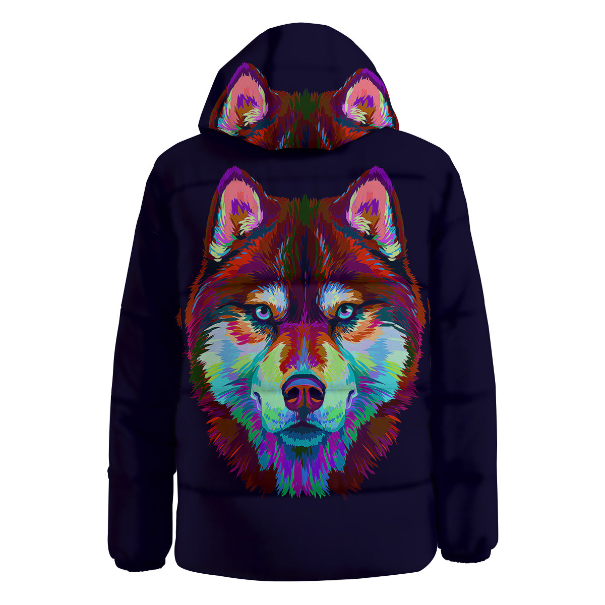Siberian Husky Colorful Print Down Jacket-grizzshop