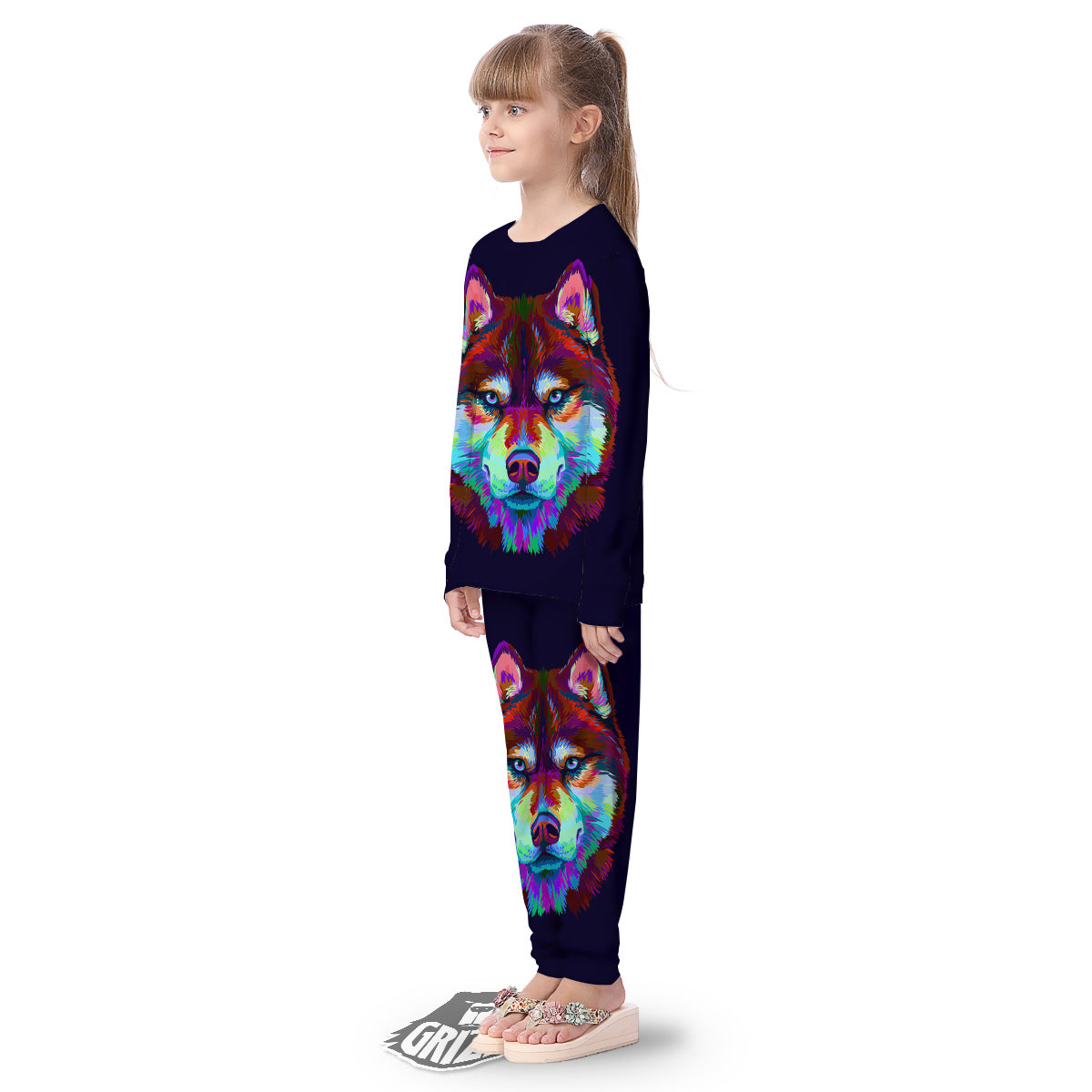 Siberian Husky Colorful Print Kid's Pajamas-grizzshop