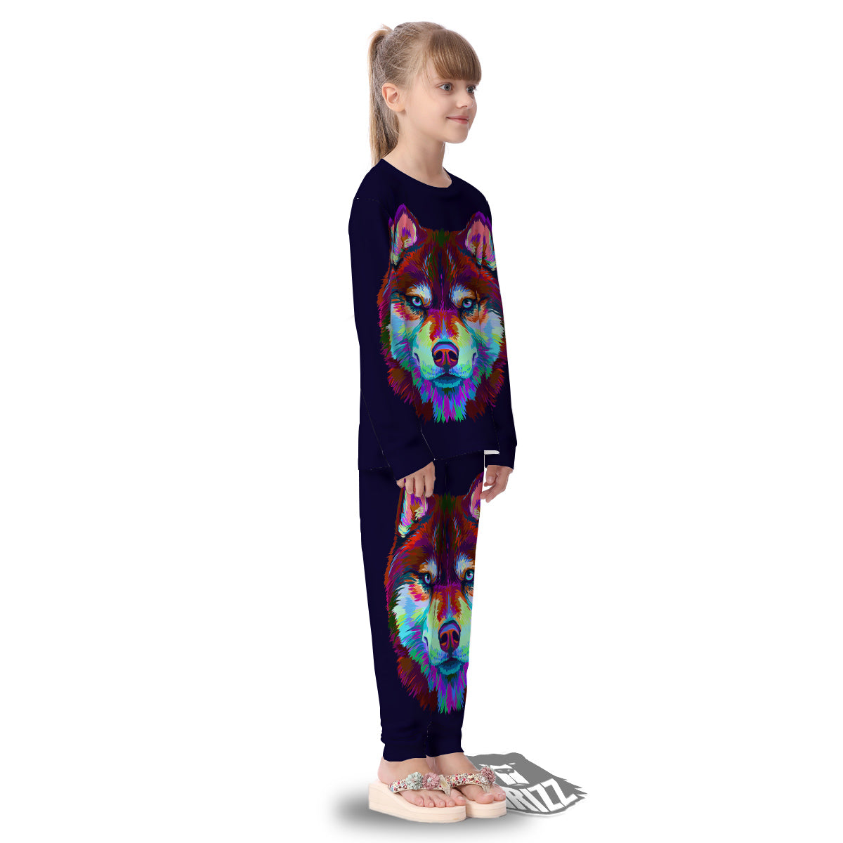 Siberian Husky Colorful Print Kid's Pajamas-grizzshop