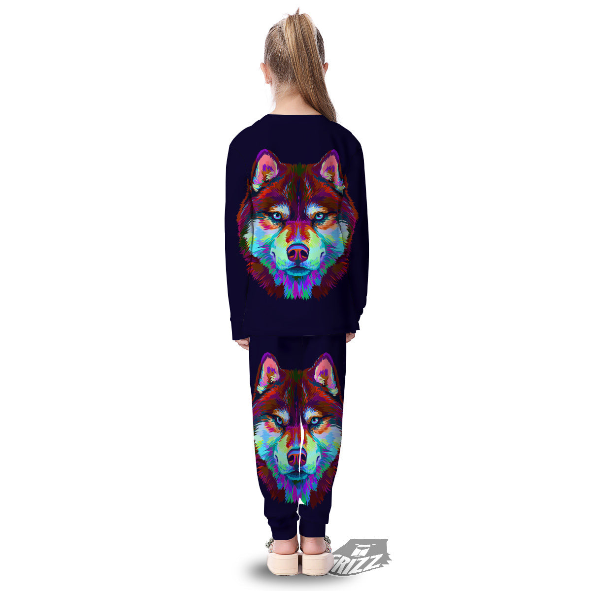 Siberian Husky Colorful Print Kid's Pajamas-grizzshop