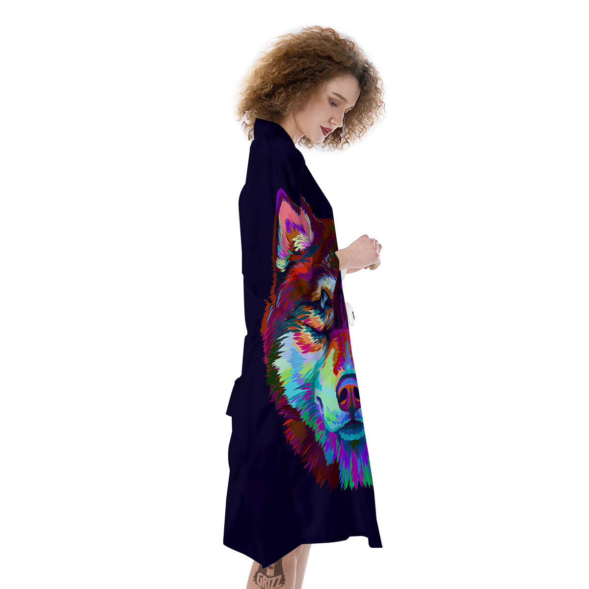 Siberian Husky Colorful Print Kimono-grizzshop