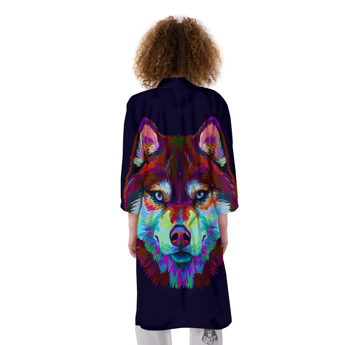Siberian Husky Colorful Print Kimono-grizzshop