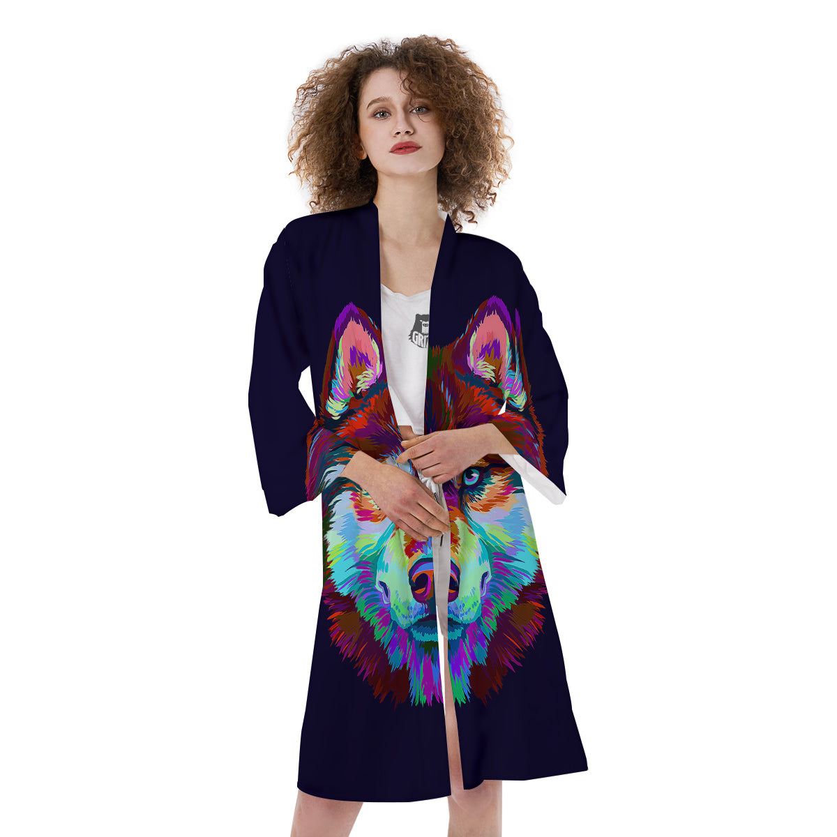Siberian Husky Colorful Print Kimono-grizzshop
