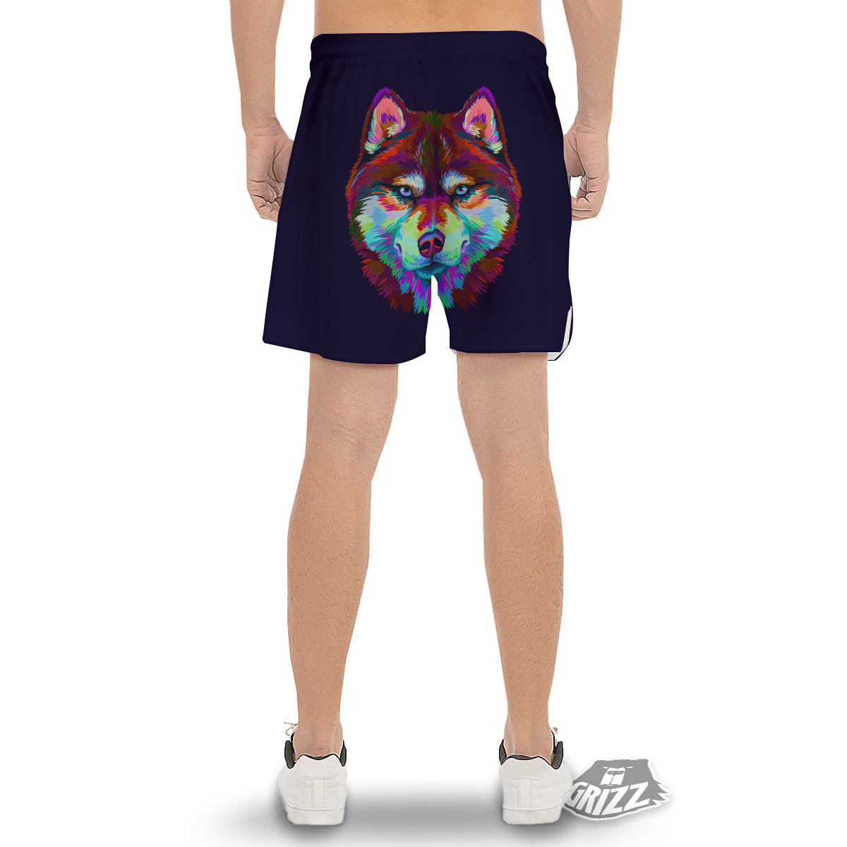 Siberian Husky Colorful Print Men's Gym Shorts-grizzshop