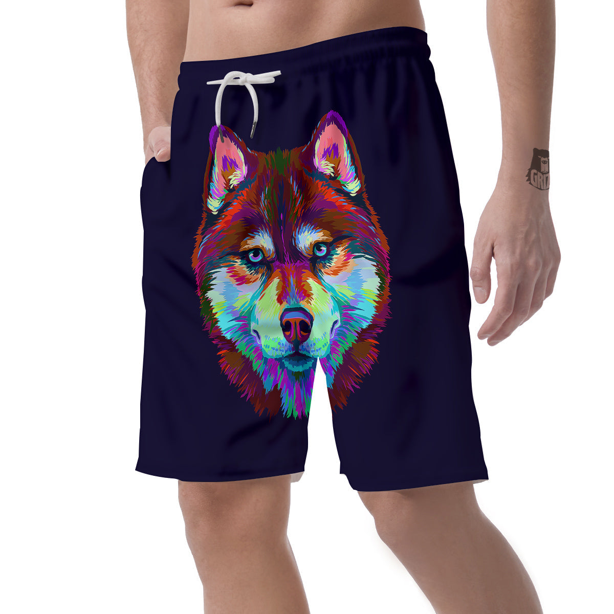 Siberian Husky Colorful Print Men's Shorts-grizzshop
