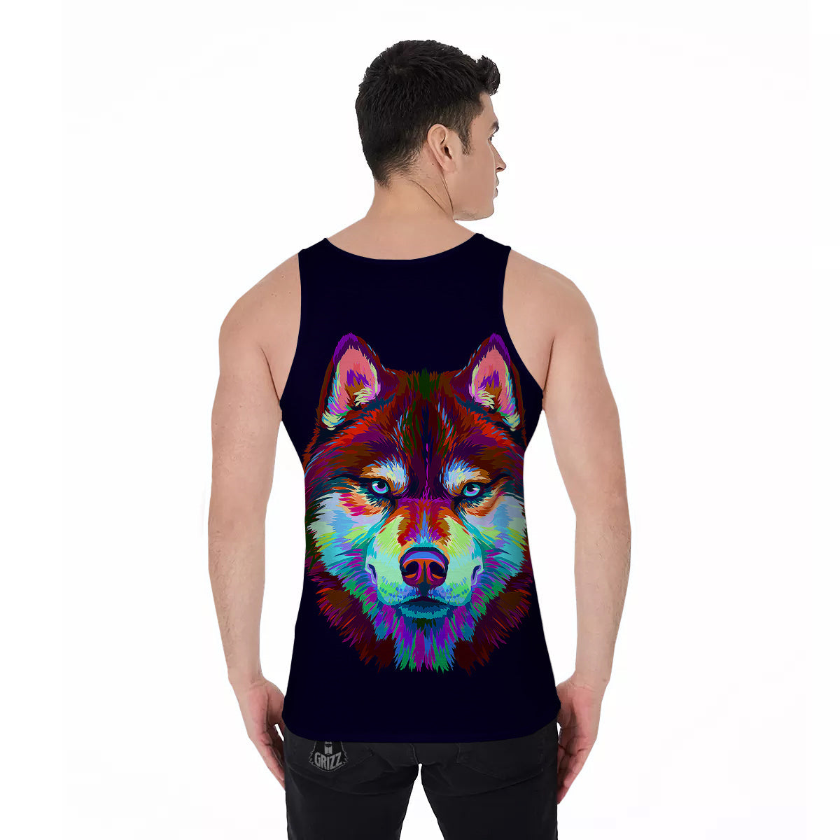 Siberian Husky Colorful Print Men's Tank Top-grizzshop