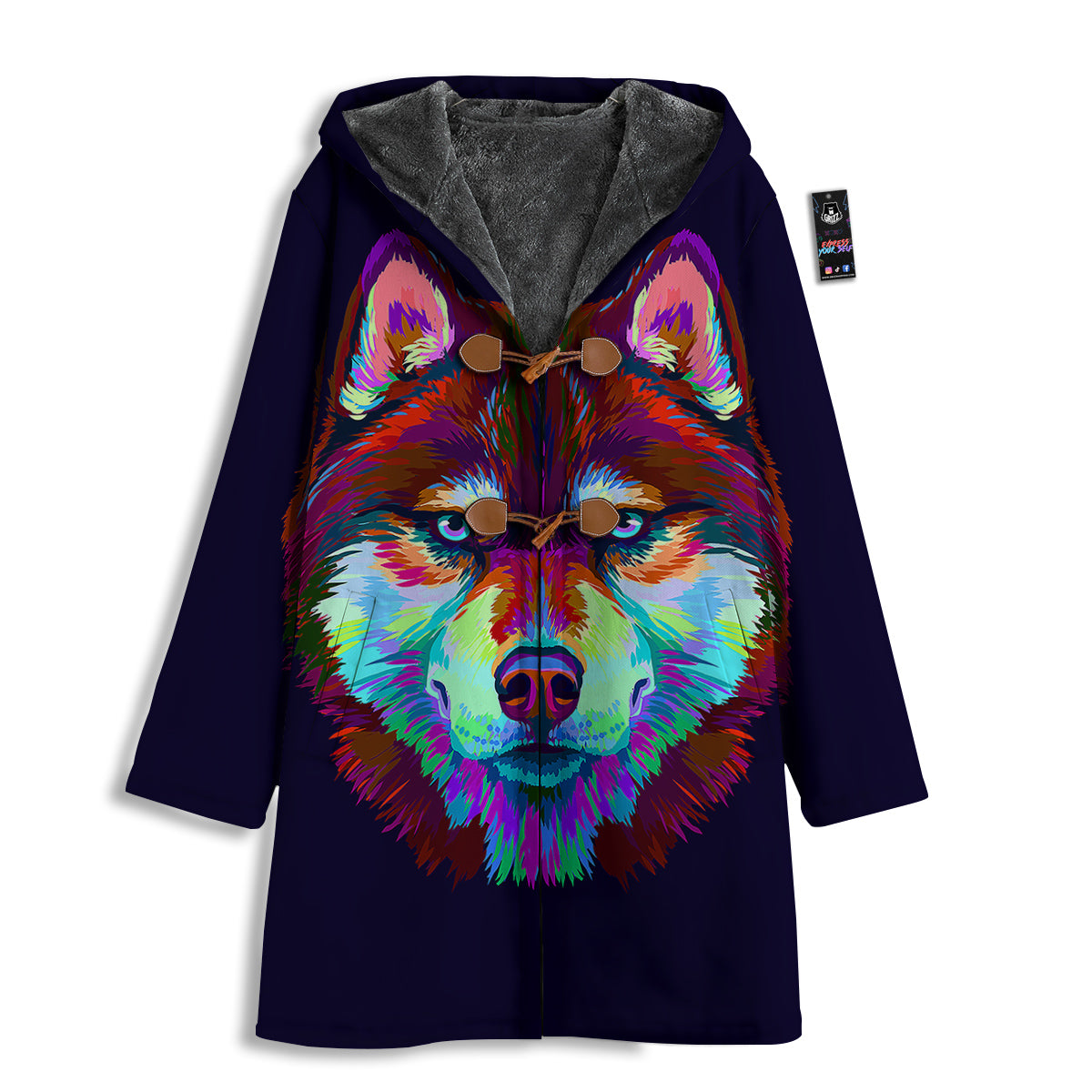 Siberian Husky Colorful Print Men's Windbreaker Jacket-grizzshop
