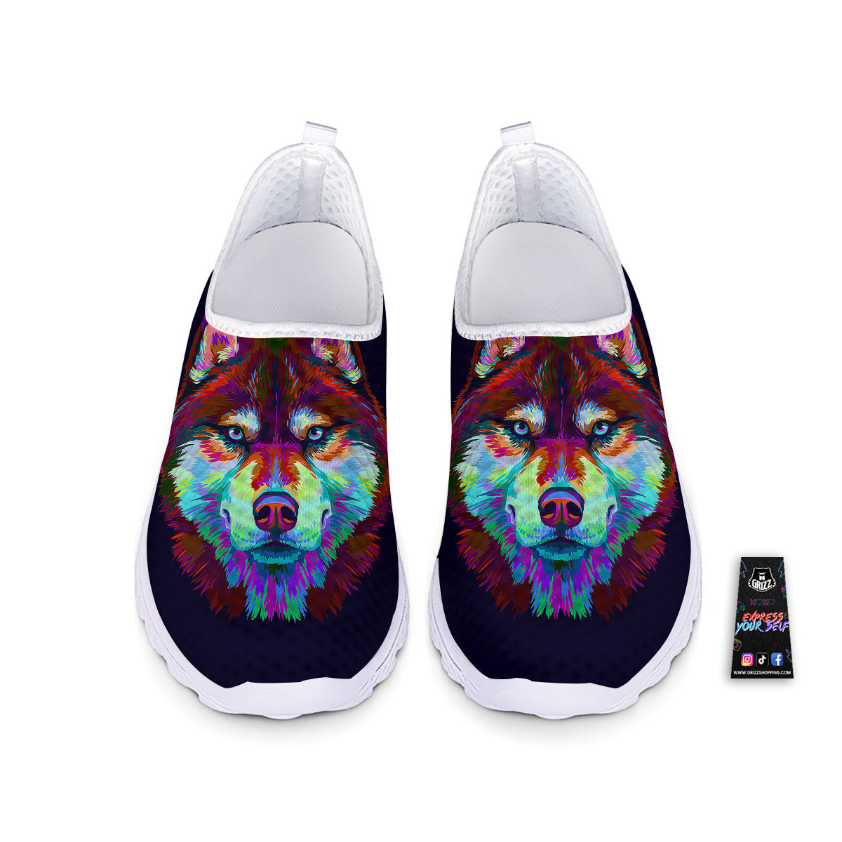 Siberian Husky Colorful Print Nurse Shoes-grizzshop