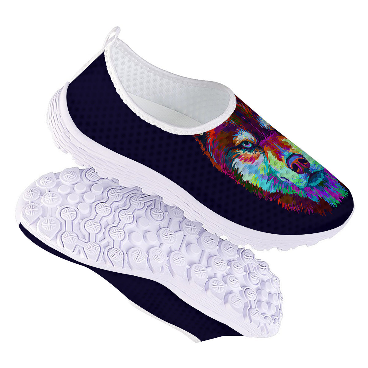 Siberian Husky Colorful Print Nurse Shoes-grizzshop