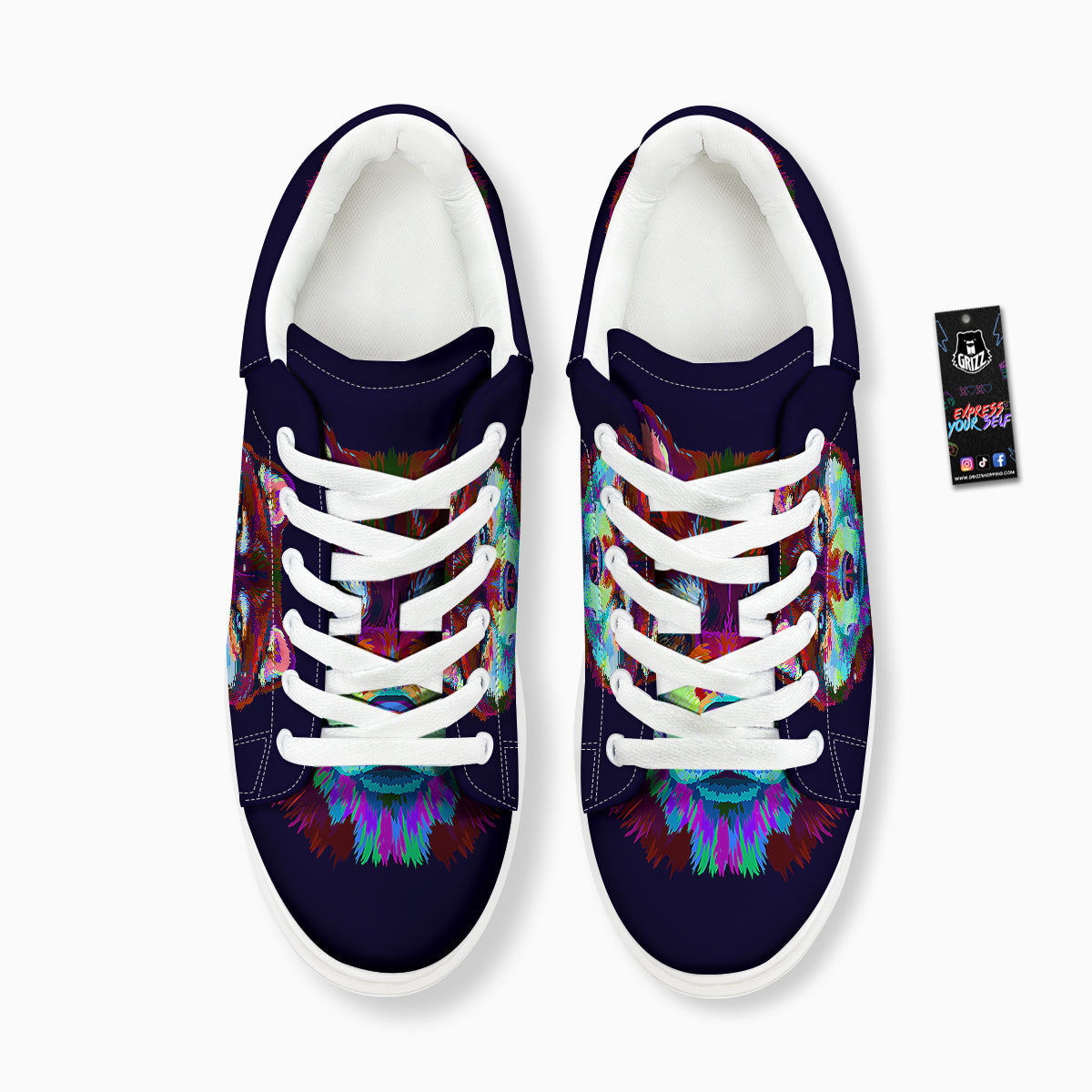 Siberian Husky Colorful Print Platform Shoes-grizzshop