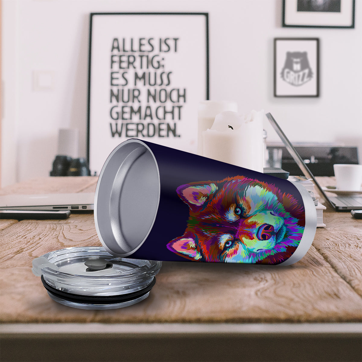 Siberian Husky Colorful Print Tumbler-grizzshop