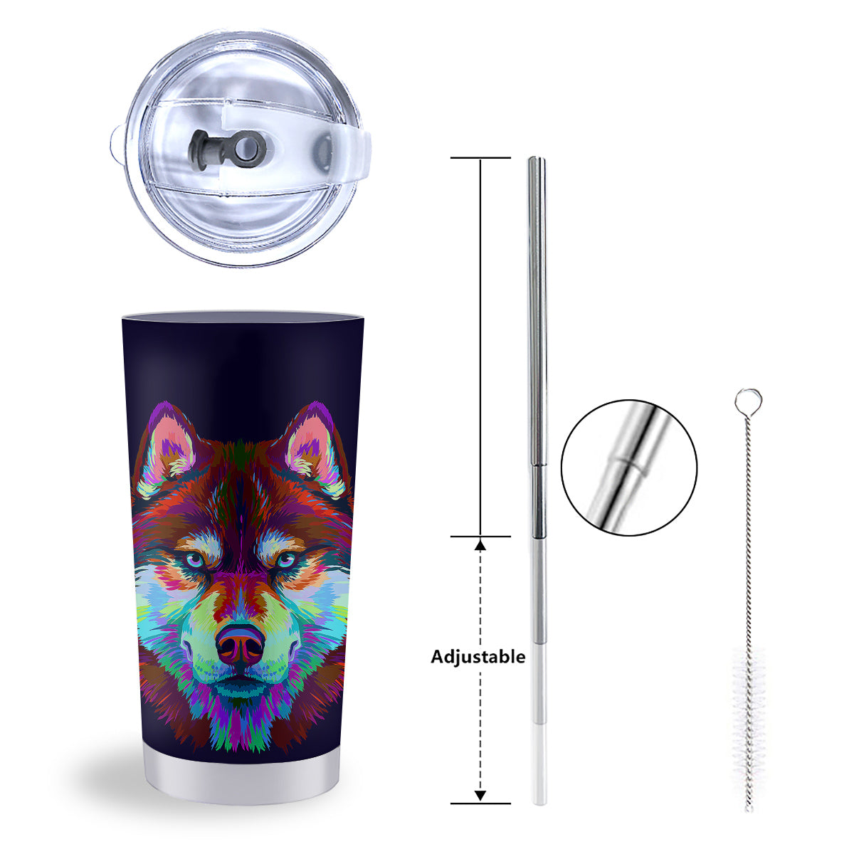 Siberian Husky Colorful Print Tumbler-grizzshop
