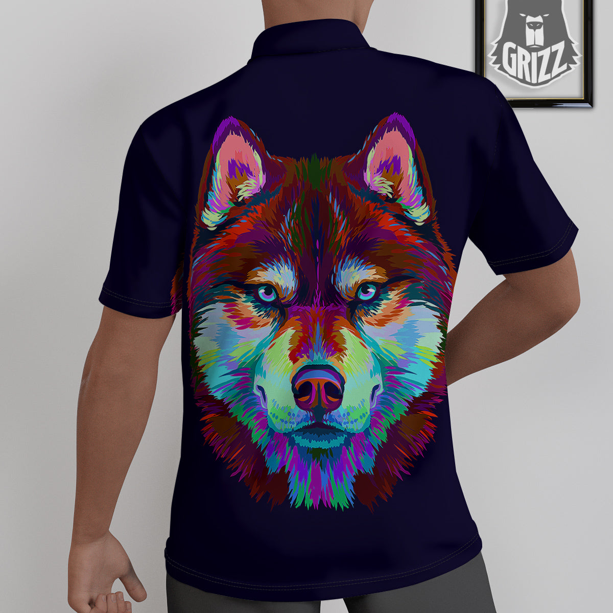 Siberian Husky Colorful Print Untucked Shirts-grizzshop