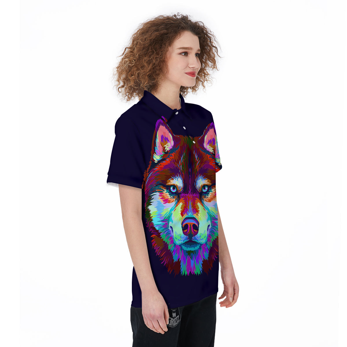 Siberian Husky Colorful Print Women's Golf Shirts-grizzshop