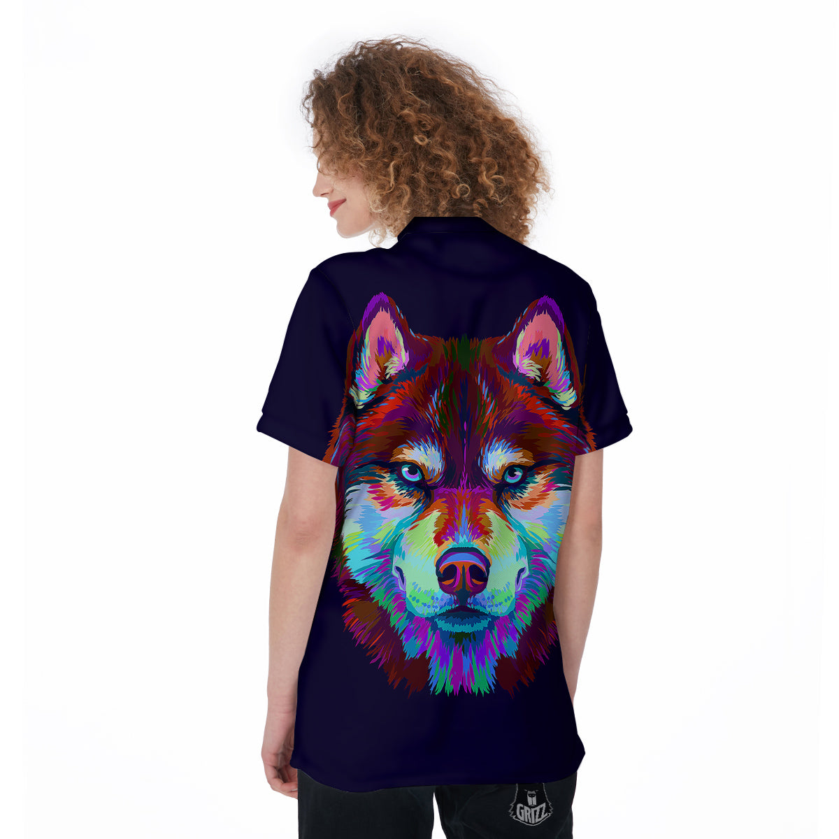 Siberian Husky Colorful Print Women's Golf Shirts-grizzshop