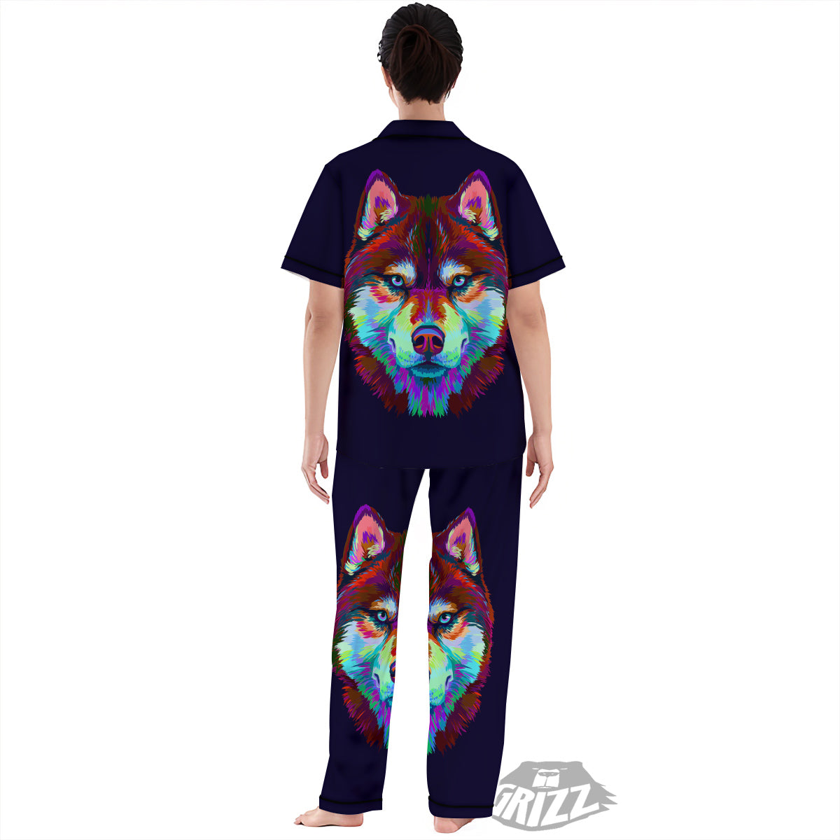 Siberian Husky Colorful Print Women's Pajamas Set-grizzshop