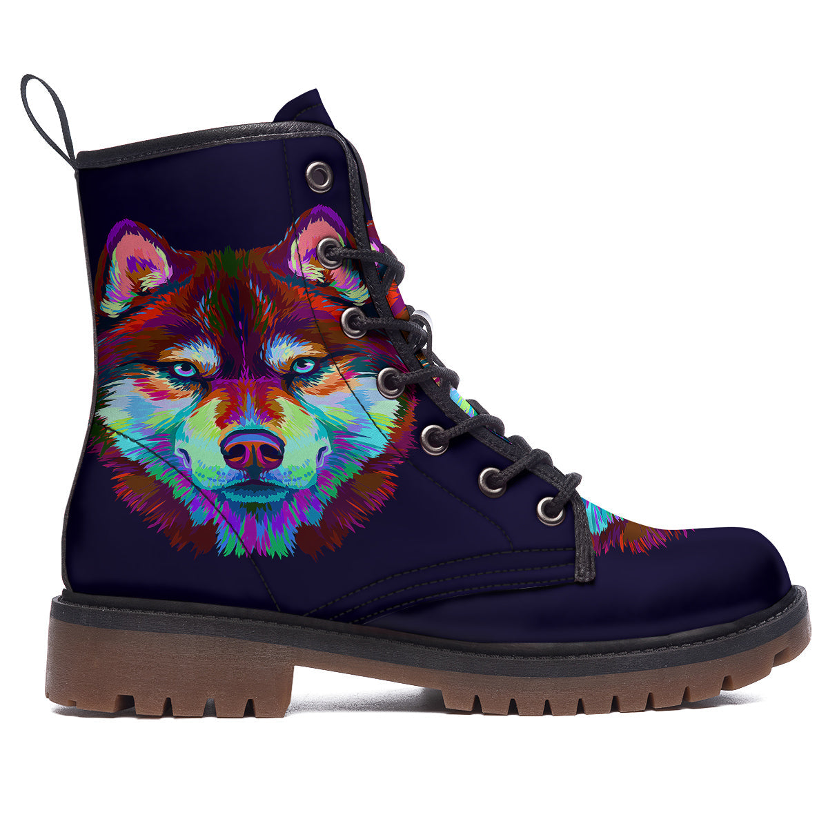 Siberian Husky Colorful Print Work Boots-grizzshop