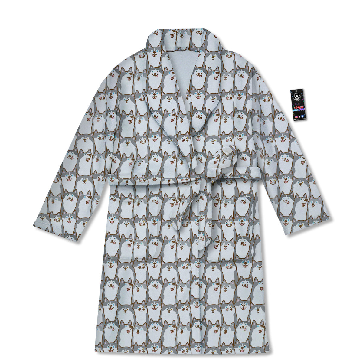 Siberian Husky Cute Print Pattern Bathrobe-grizzshop