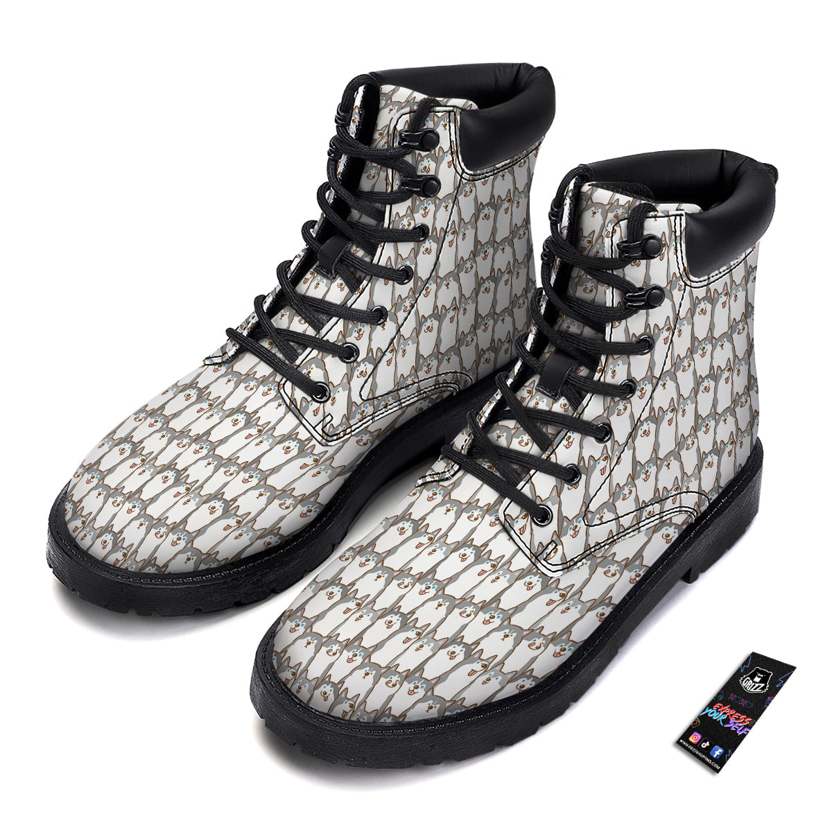 Siberian Husky Cute Print Pattern Boots-grizzshop