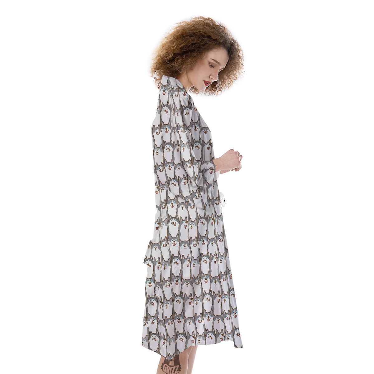 Siberian Husky Cute Print Pattern Kimono-grizzshop