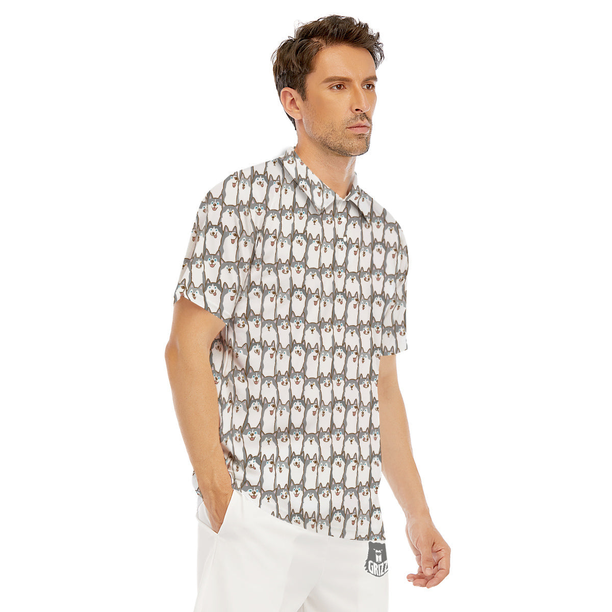 Siberian Husky Cute Print Pattern Men's Golf Shirts-grizzshop