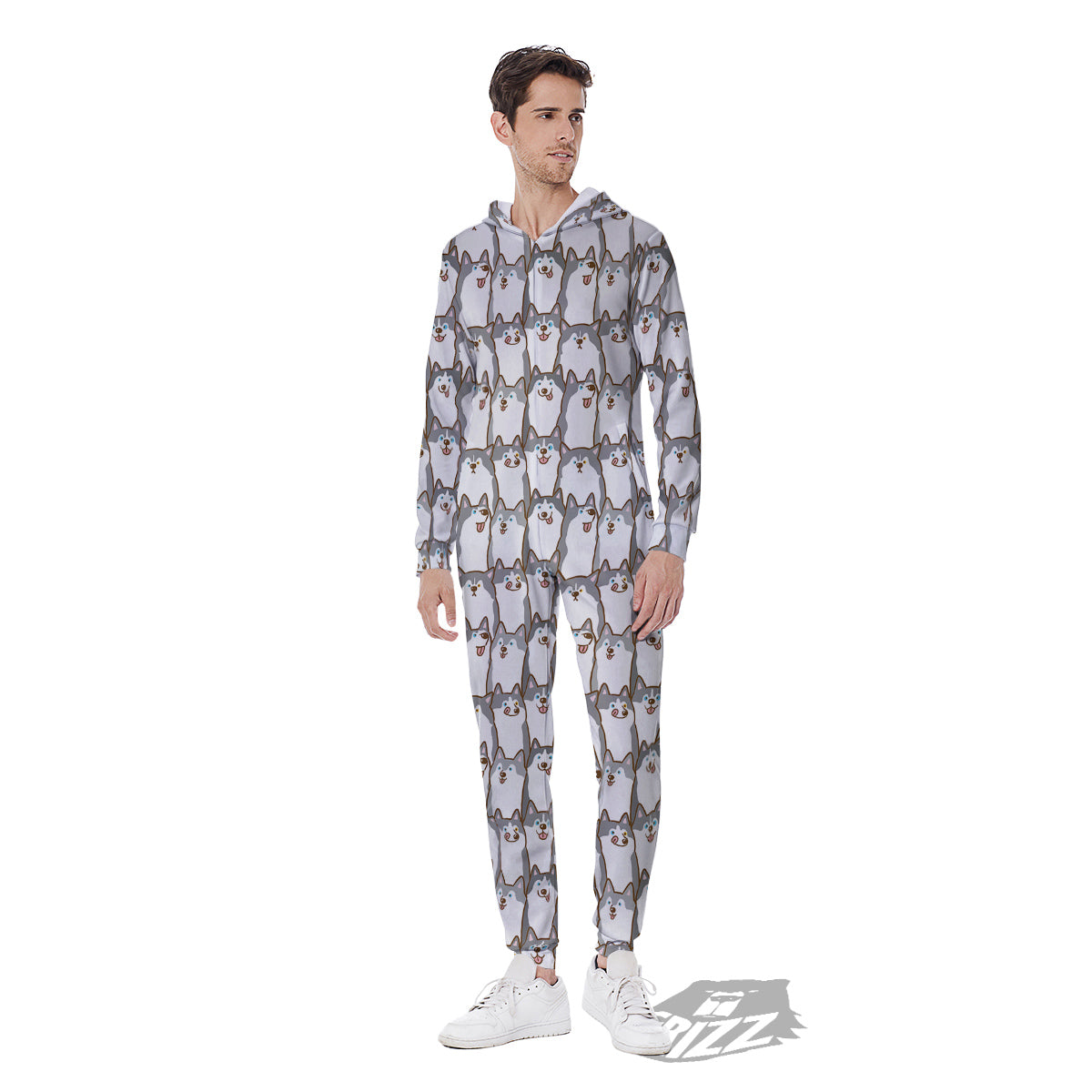 Siberian Husky Cute Print Pattern Men's Jumpsuit-grizzshop