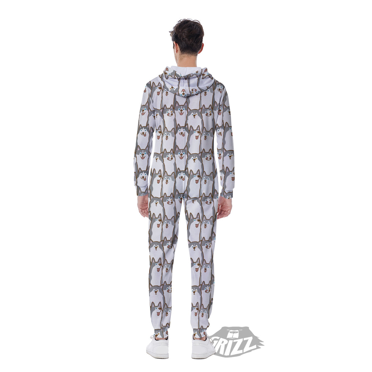 Siberian Husky Cute Print Pattern Men's Jumpsuit-grizzshop