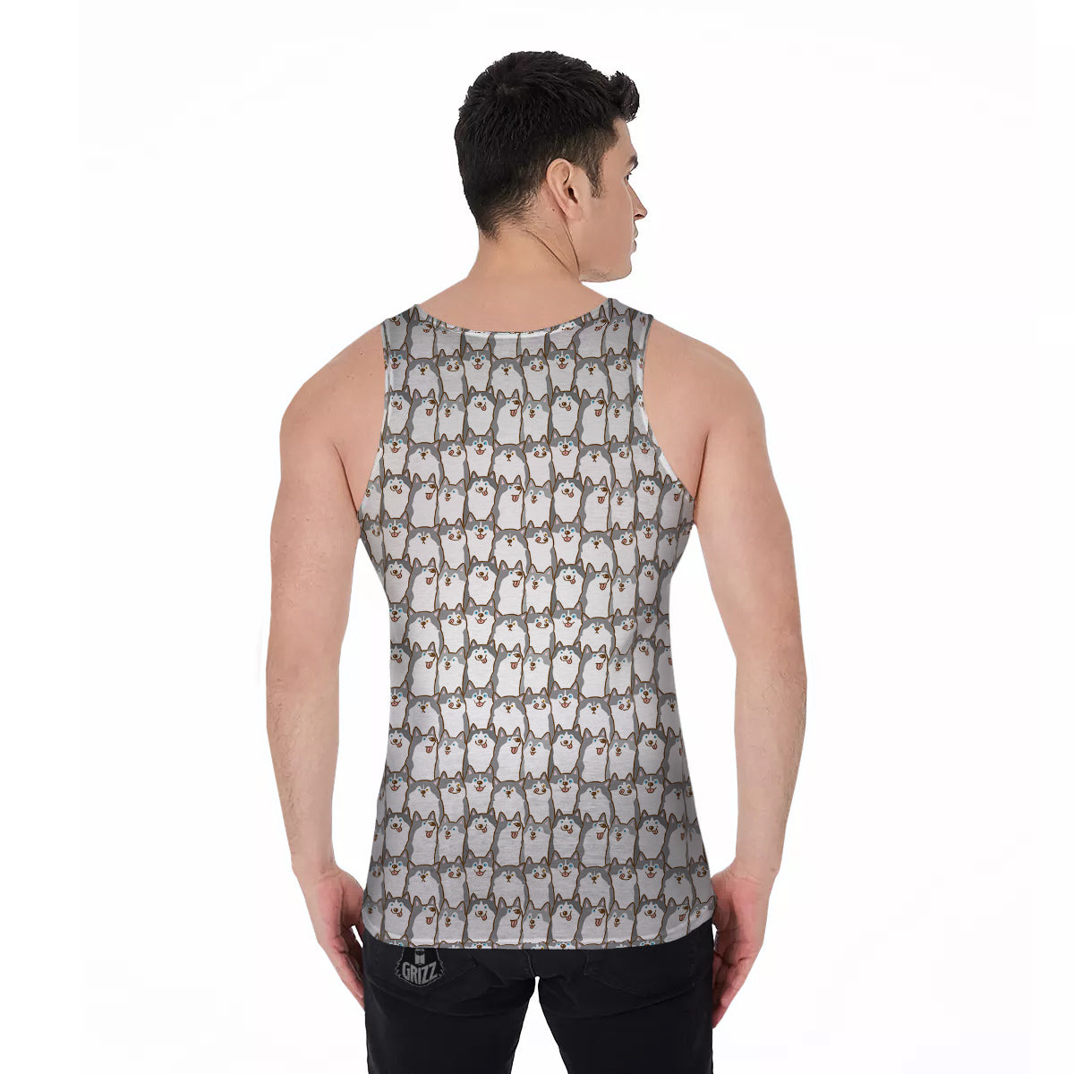 Siberian Husky Cute Print Pattern Men's Tank Top-grizzshop
