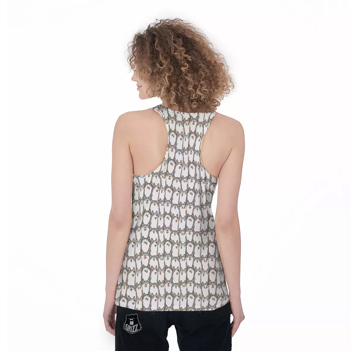 Siberian Husky Cute Print Pattern Women's Racerback Tank Top-grizzshop