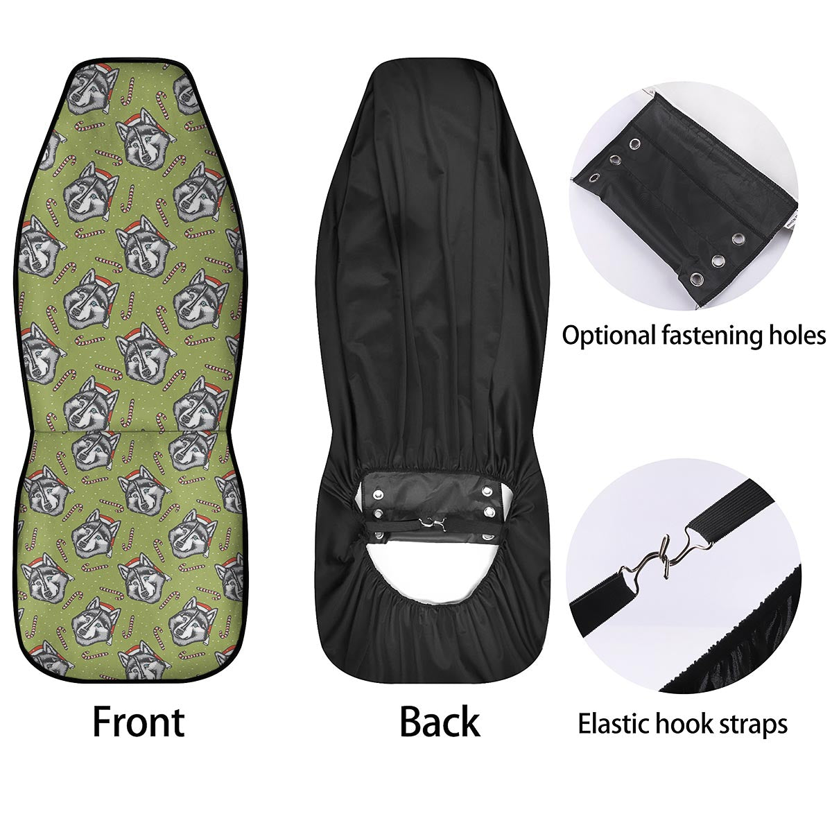 Siberian Husky Santa Print Pattern Car Seat Covers-grizzshop