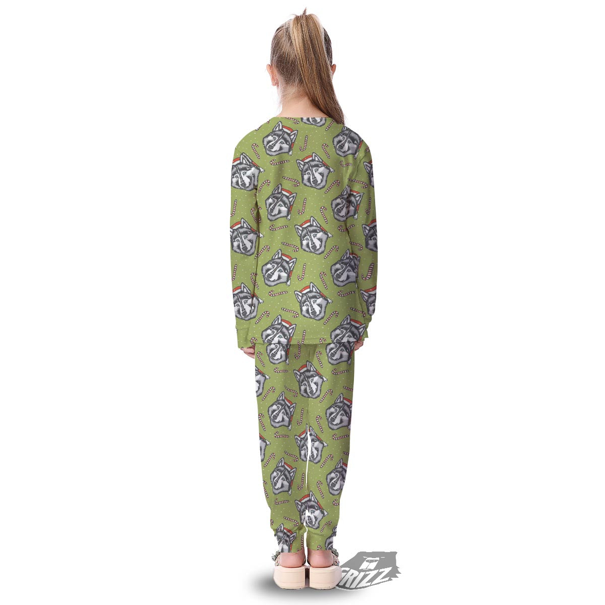 Siberian Husky Santa Print Pattern Kid's Pajamas-grizzshop