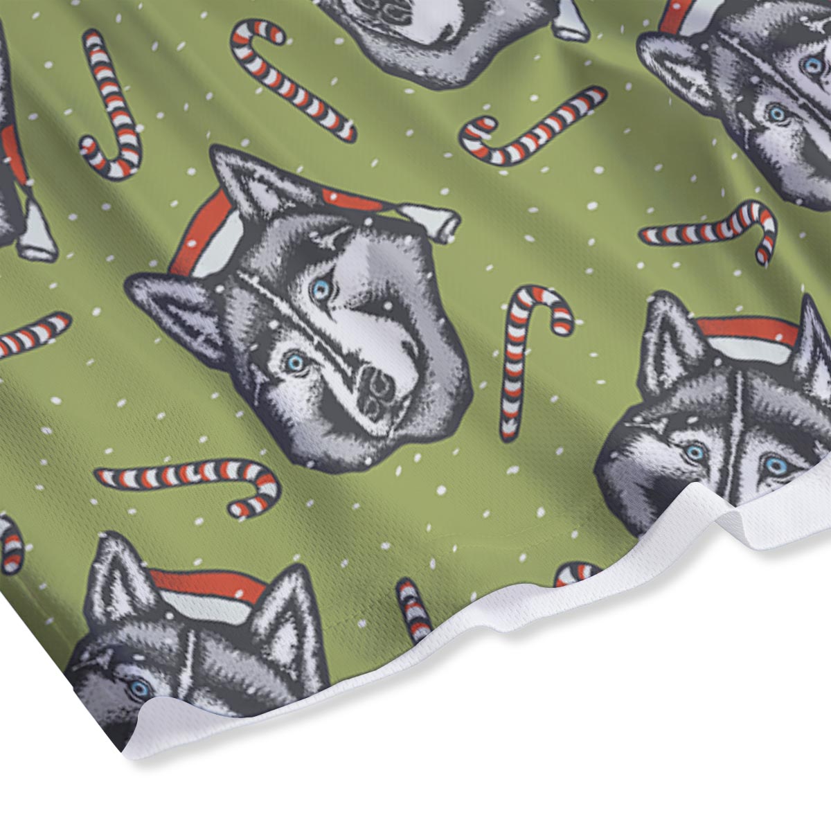 Siberian Husky Santa Print Pattern Mesh Shorts