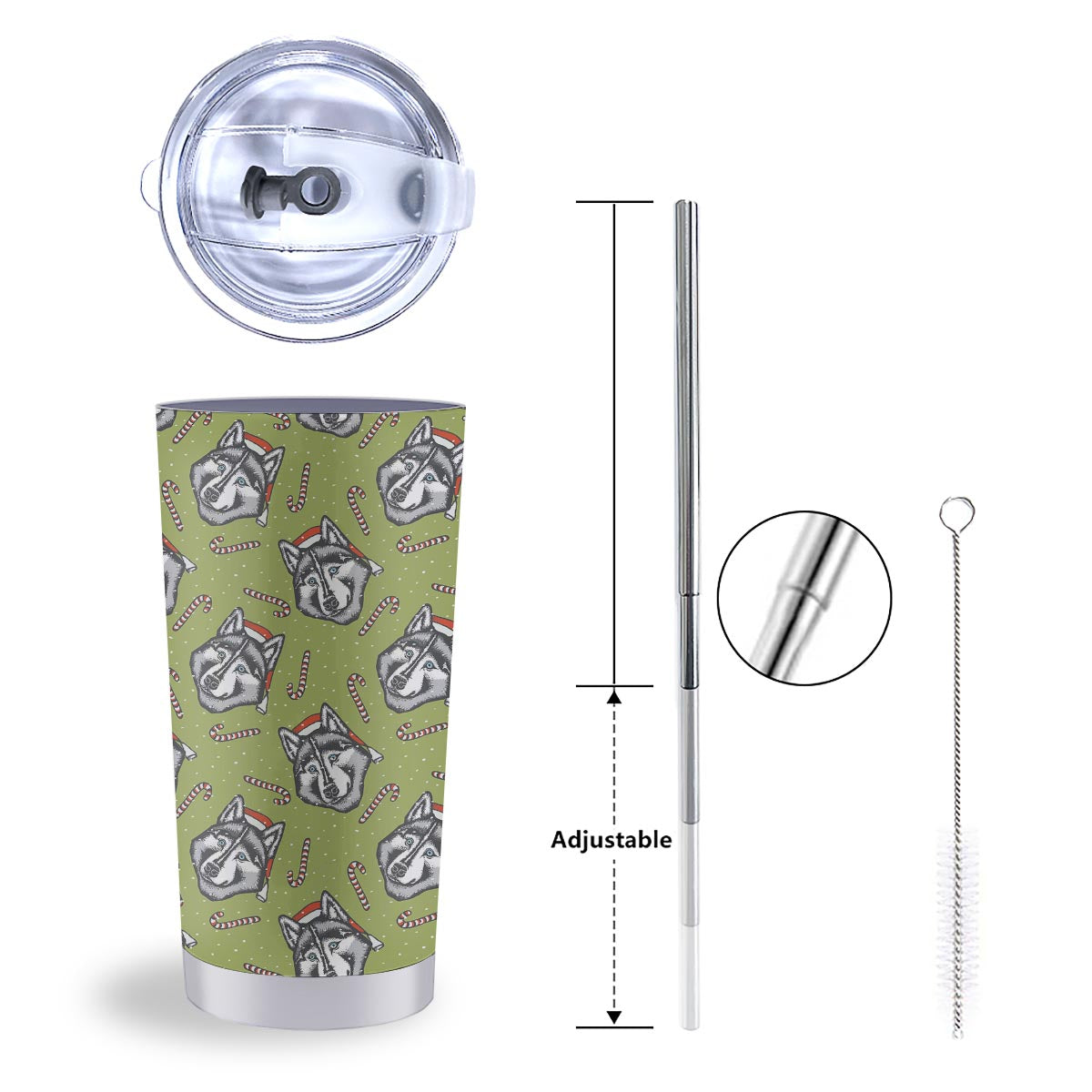Siberian Husky Santa Print Pattern Tumbler-grizzshop