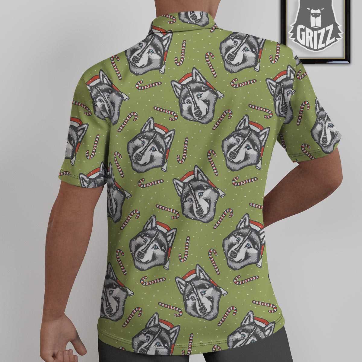 Siberian Husky Santa Print Pattern Untucked Shirts-grizzshop