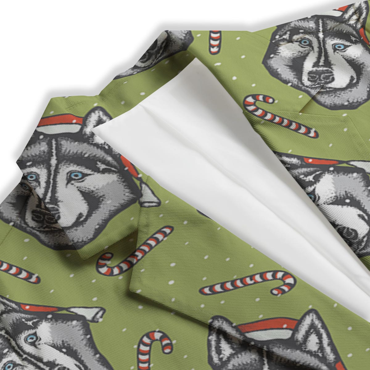 Siberian Husky Santa Print Pattern Women's Blazer-grizzshop