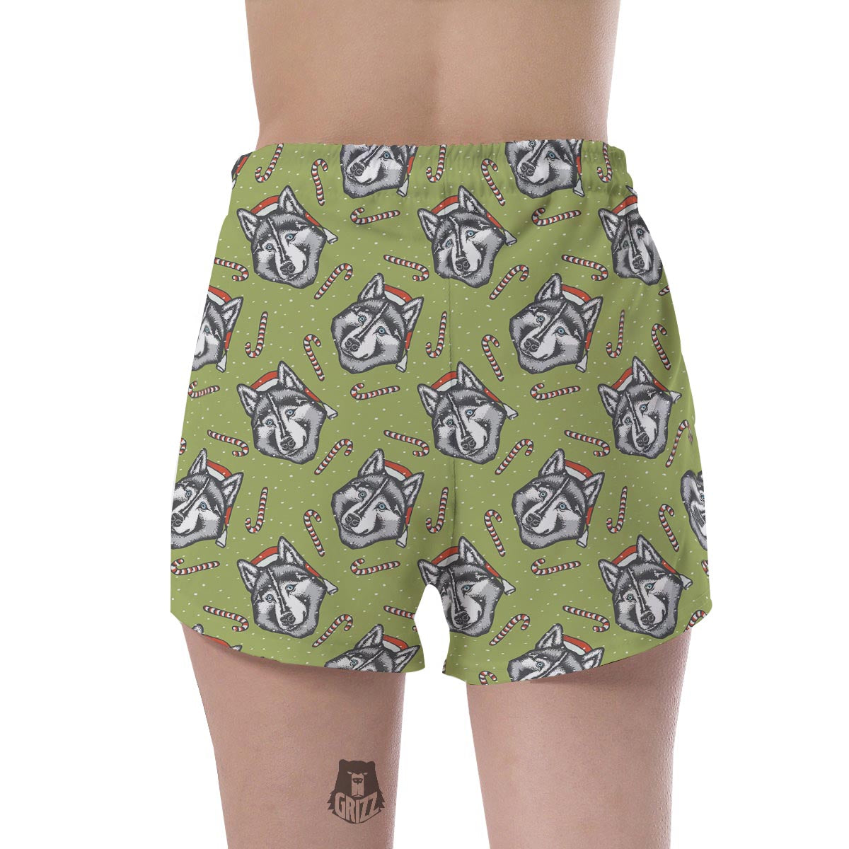 Siberian Husky Santa Print Pattern Women's Shorts-grizzshop