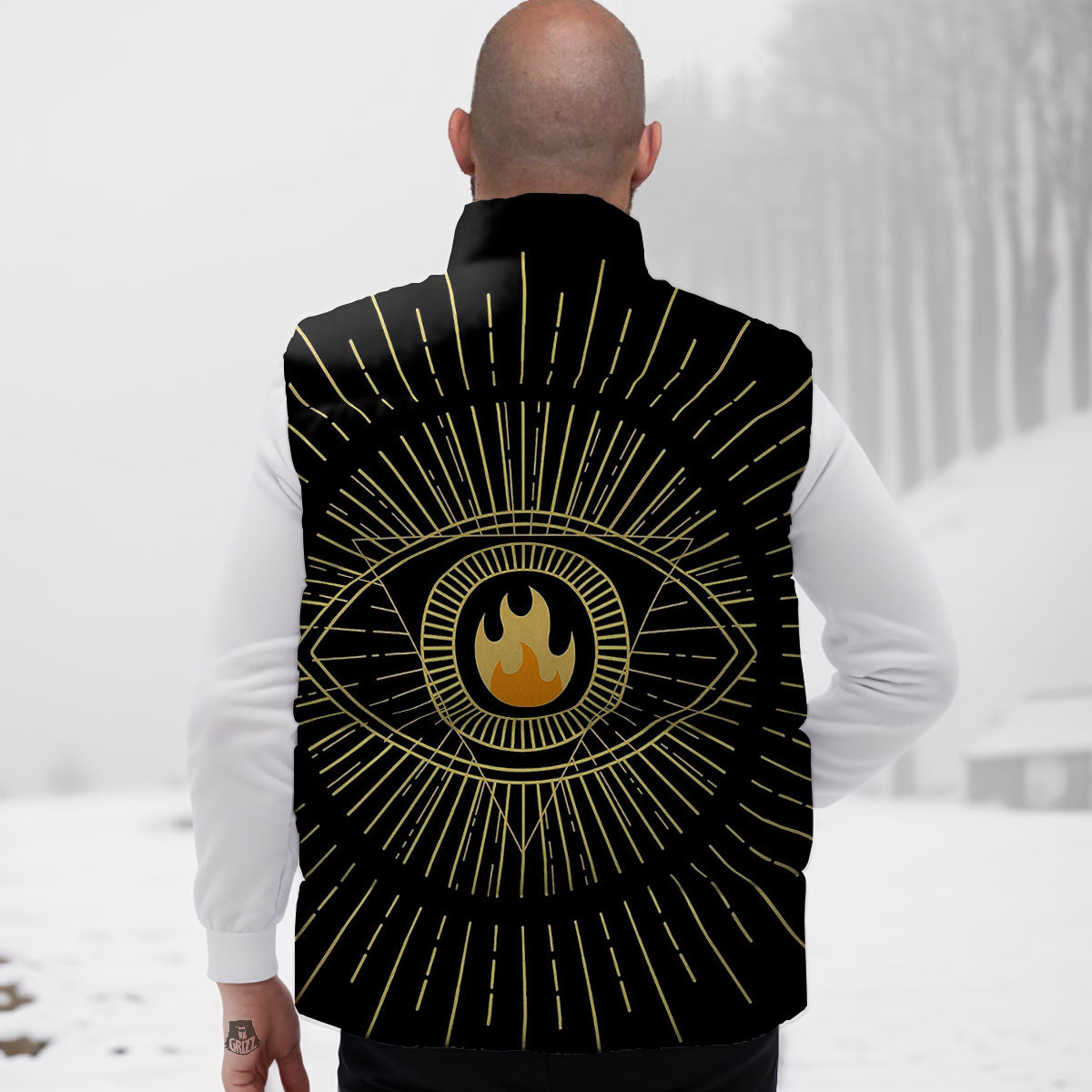 Sight Masonic Eye Print Down Vest-grizzshop