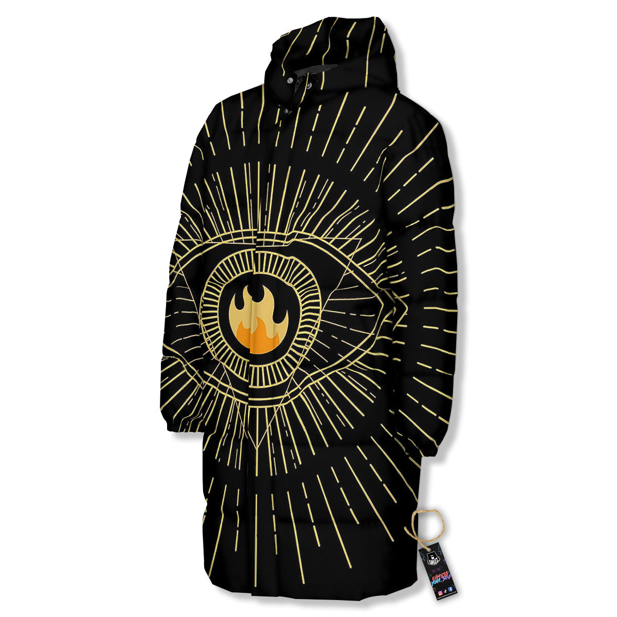 Sight Masonic Eye Print Long Down Jacket-grizzshop