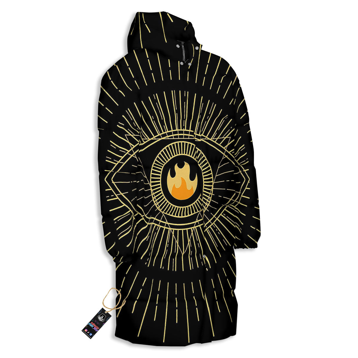 Sight Masonic Eye Print Long Down Jacket-grizzshop