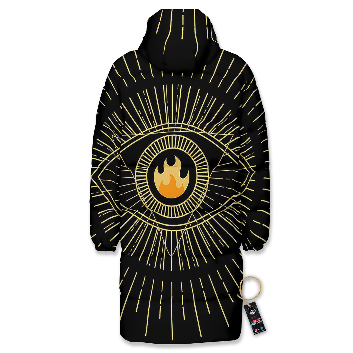 Sight Masonic Eye Print Long Down Jacket-grizzshop