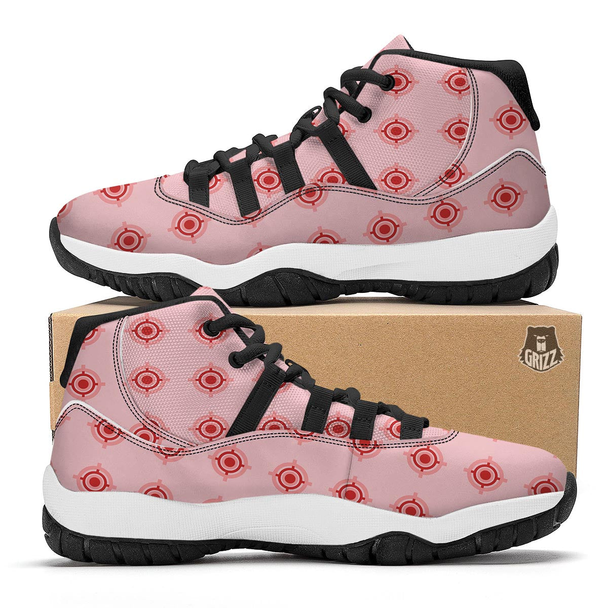 Sight Red Gun Print Pattern Black Bball Shoes-grizzshop