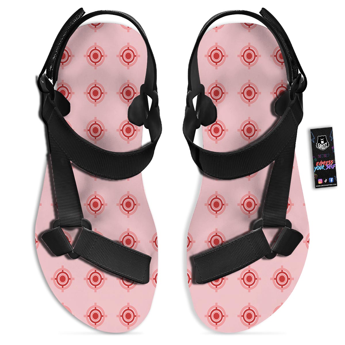 Sight Red Gun Print Pattern Black Open Toe Sandals-grizzshop