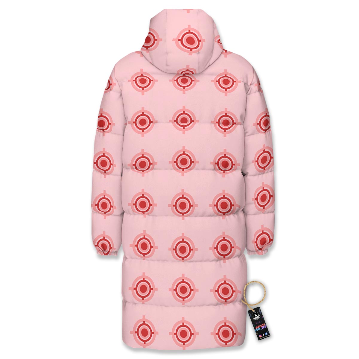 Sight Red Gun Print Pattern Long Down Jacket-grizzshop