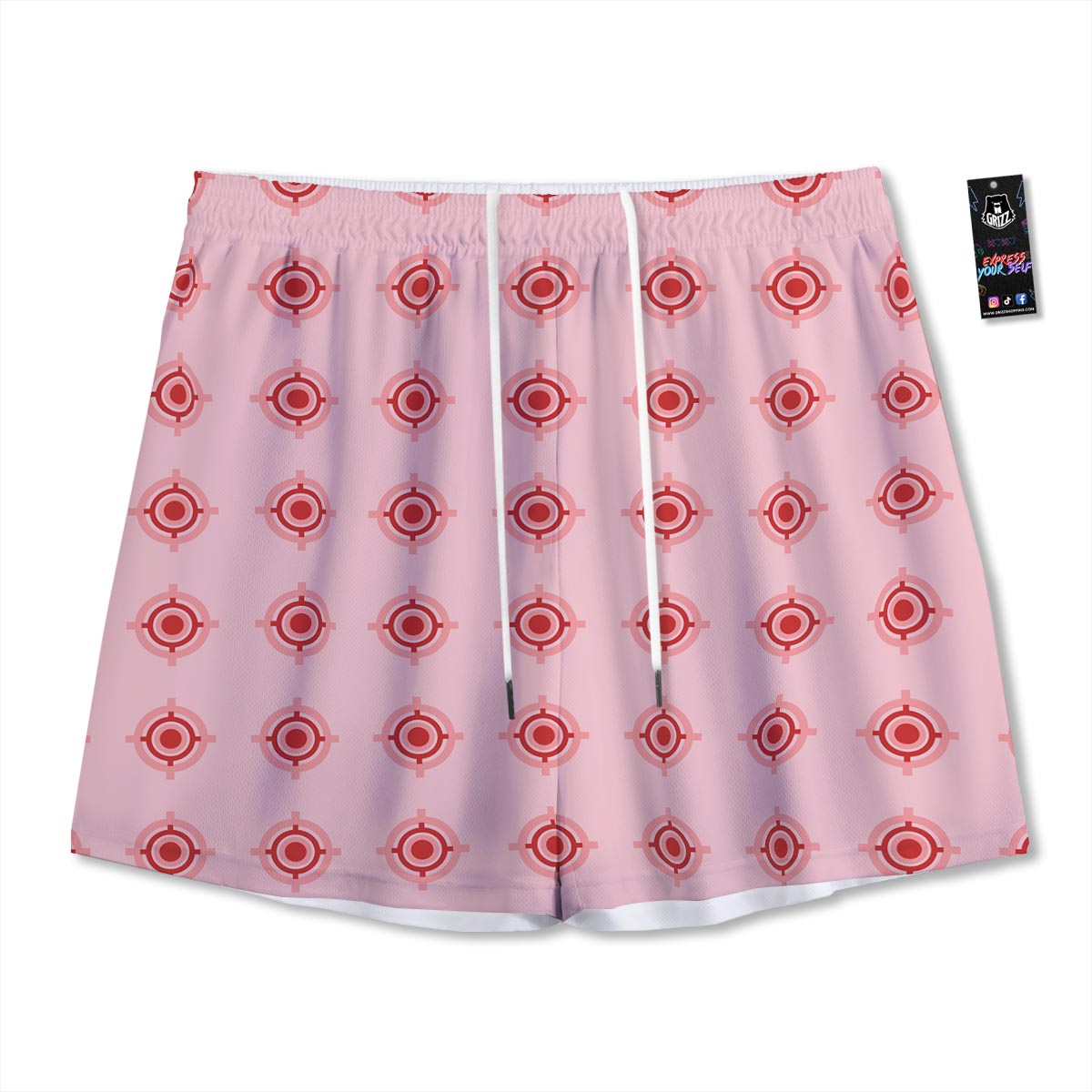 Sight Red Gun Print Pattern Mesh Shorts